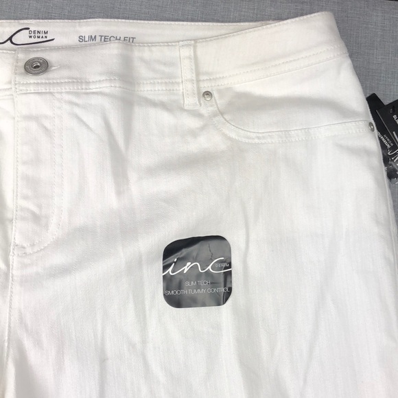 INC White Fringed Cropped Jeans Plus Size - Picture 4 of 6